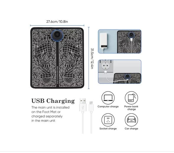 Masajeador de Pies USB Portátil PACK 2 UND– EMS, 6 Modos y 9 Intensidades