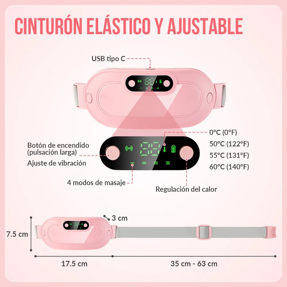 Cinturón Calentador Alivio Cólicos Menstruales Recargable – Alivio Instantáneo del Dolor