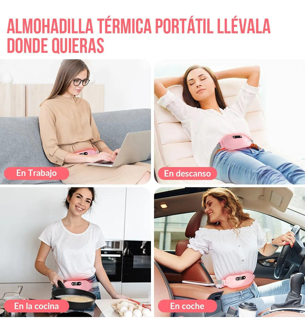 Cinturón Calentador Alivio Cólicos Menstruales Recargable – Alivio Instantáneo del Dolor