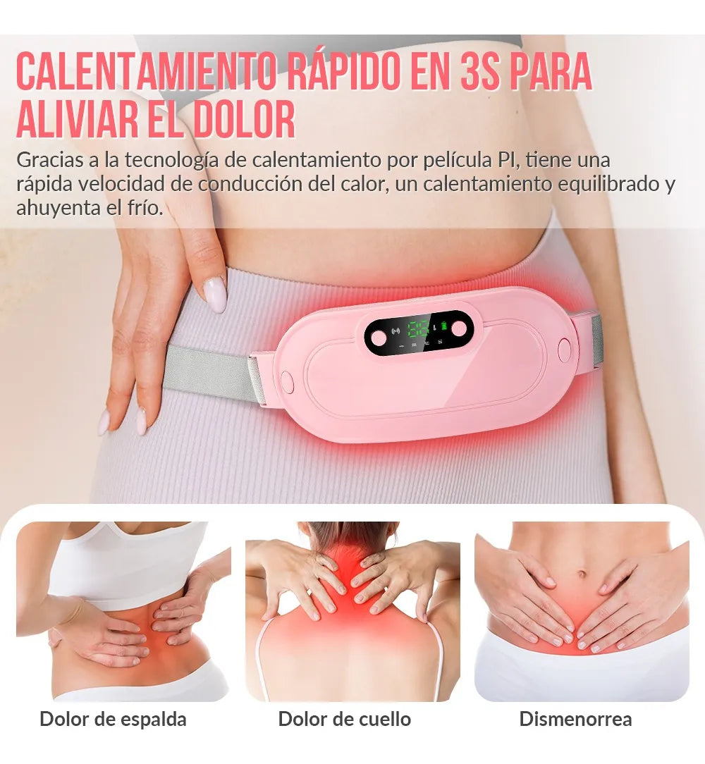 Cinturón Calentador Alivio Cólicos Menstruales Recargable – Alivio Instantáneo del Dolor