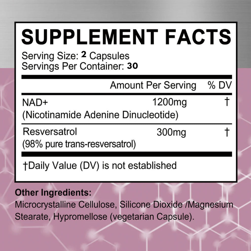 NAD+ & Resveratrol  60 Capsulas– Vitalidad, Juventud y Protección Celular